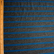 Pacific and Charcoal Heathered Grey Stripe Bamboo Cotton Spandex Jersey Fabric