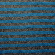 Pacific and Charcoal Heathered Grey Stripe Bamboo Cotton Spandex Rib Knit Fabric