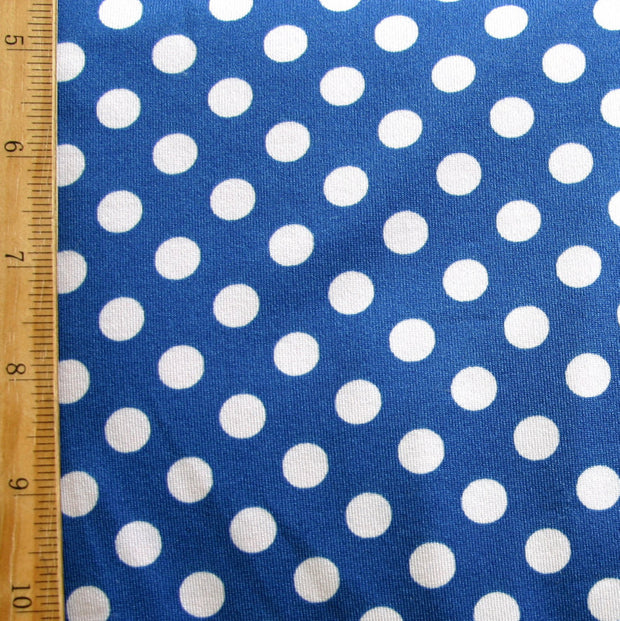 Pale Pink Polka Dots on Royal Swimsuit Fabric