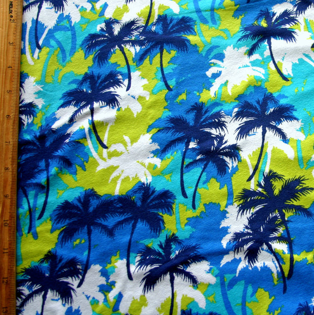 Palm Tree Camo Cotton Lycra Knit Fabric