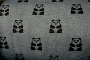 Pandas On Dark Charcoal Grey Fleece Fabric