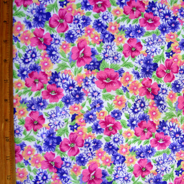 Parisian Floral Cotton Lycra French Terry Fabric