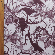 Wine/Mauve Floral Poly Lycra Athletic Knit Fabric