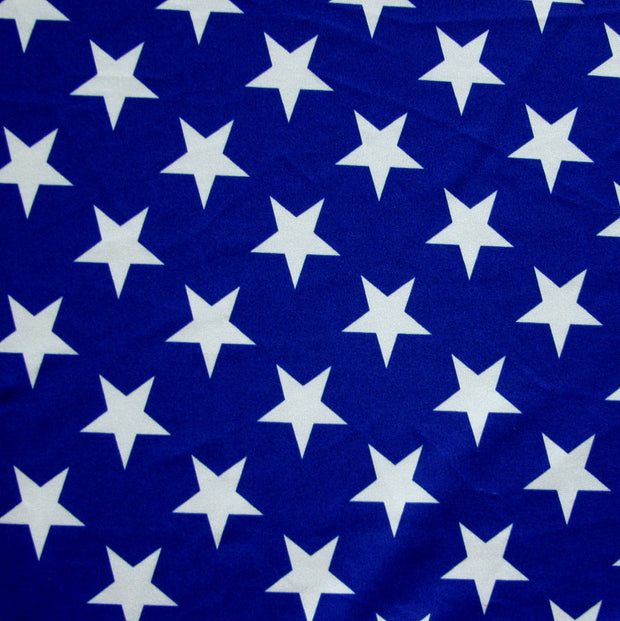 Patriotic Stars on Dark Royal Nylon Lycra Swimsuit Fabric