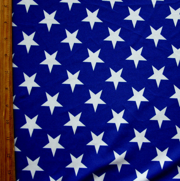 Patriotic Stars on Dark Royal Nylon Lycra Swimsuit Fabric