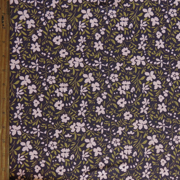 Peach Mustard Floral on Merlot Nylon Spandex Swimsuit Fabric