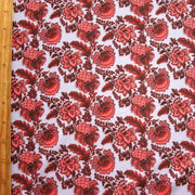 Peach, Salmon, and Burgundy Paisley on Very Light Purple Nylon Spandex Swimsuit Fabric