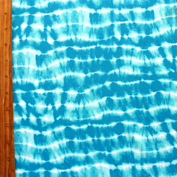 Peacock/Aqua Tie Dye Stripes Nylon Lycra Swimsuit Fabric