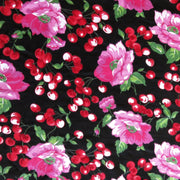 Peonies and Cherries Cotton Spandex Knit Fabric