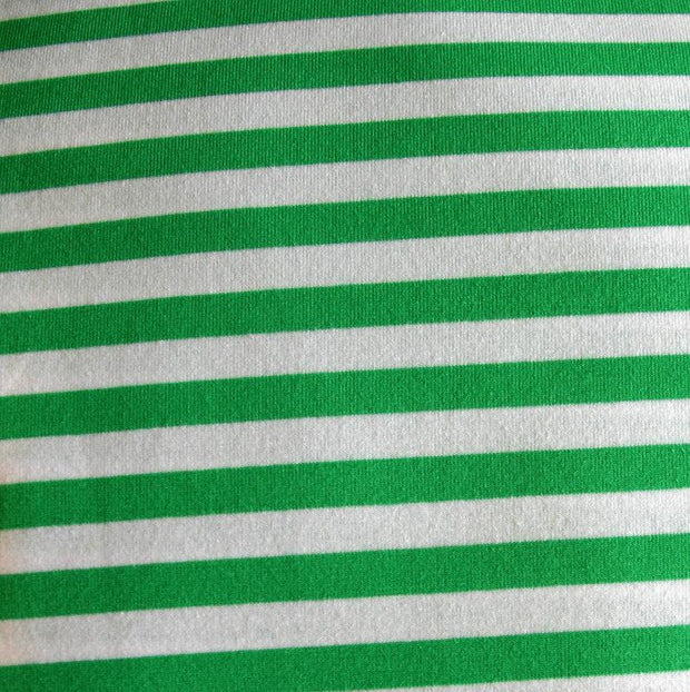Peppermint Green and White 3/8" wide Stripe Cotton Lycra Knit Fabric - 28" Remnant