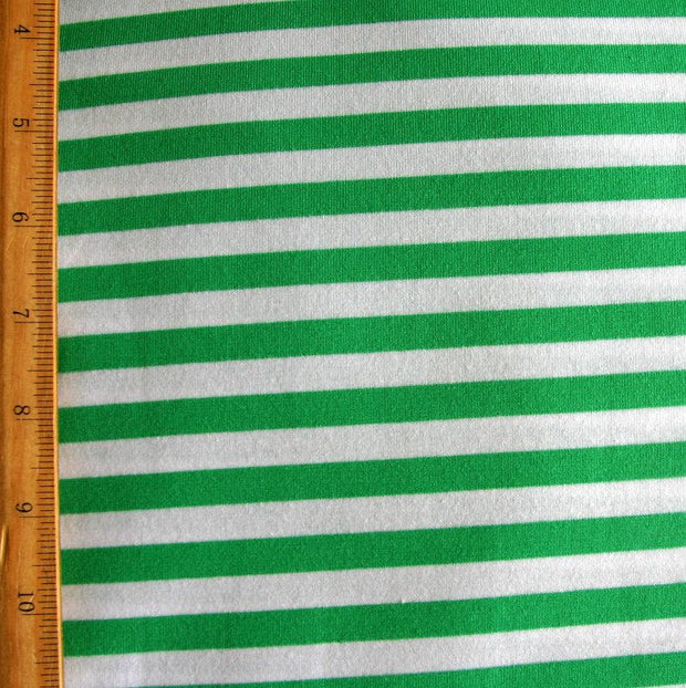 Peppermint Green and White 3/8" wide Stripe Cotton Lycra Knit Fabric - 24" Remnant