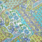 Periwinkle, Lime, and Turquoise Paisley Patchwork Nylon Lycra Swimsuit Fabric