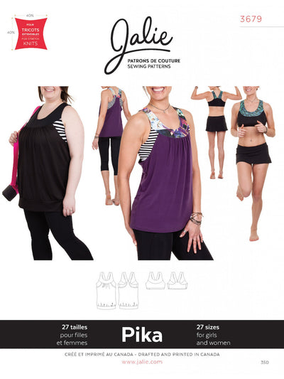 Pika Sport Bra and Layered Blouson Tank Sewing Pattern by Jalie