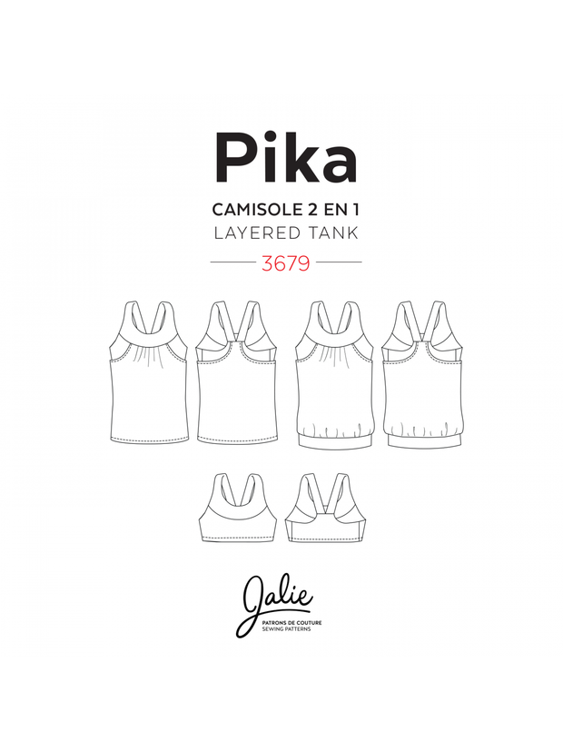 Pika Sport Bra and Layered Blouson Tank Sewing Pattern by Jalie