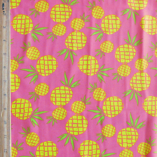 Pineapples on Coral Nylon Spandex Swimsuit Fabric