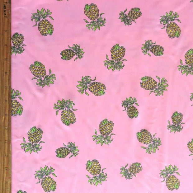 Pineapples on Pink Nylon Spandex Swimsuit Fabric