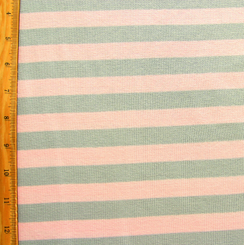 Pink and Grey 5/8" Stripe Cotton Knit Fabric