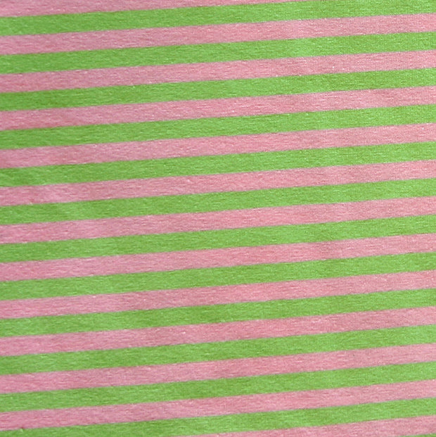 Pink and Lime Narrow Stripe Cotton Lycra Knit Fabric