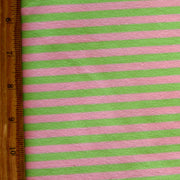 Pink and Lime Narrow Stripe Cotton Lycra Knit Fabric