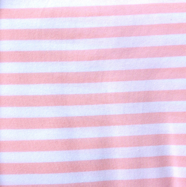 Pink and White 3/8 inch wide Stripe Cotton Lycra Knit Fabric