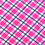 Pink Black Plaid Cotton Lycra Knit Fabric - 29" Remnant Piece