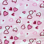 Pink and Burgundy Hearts on Light Pink Cotton Spandex Knit Fabric