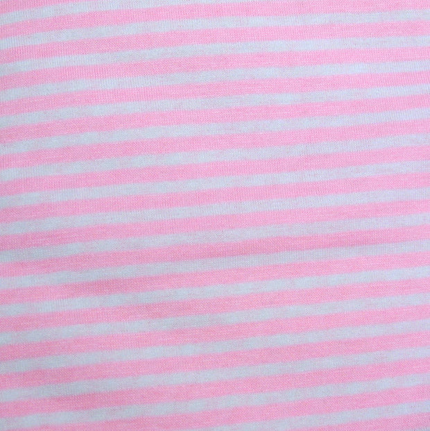 Pink and White 1/4" wide Stripe Knit Fabric