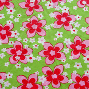 Pink Flowers on Lime Nylon Lycra Swimsuit Fabric