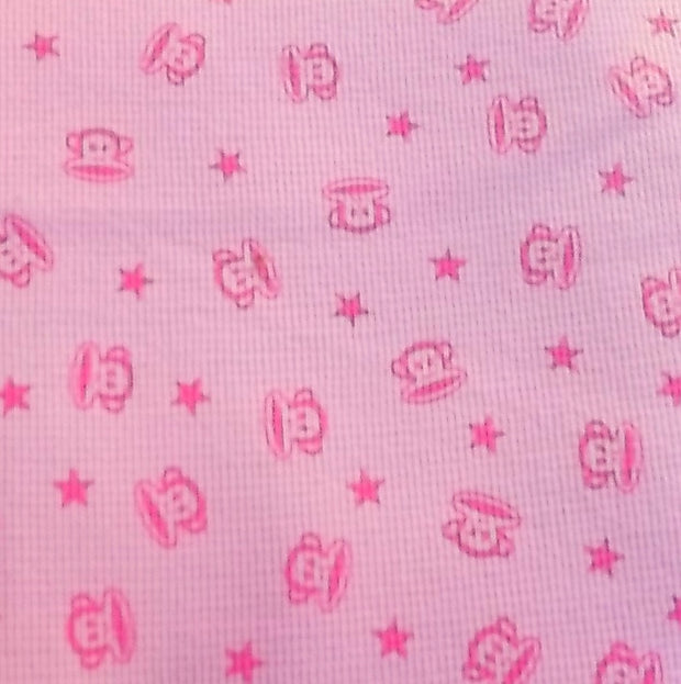 Pink Julius and Stars on Pink Thermal Knit Fabric