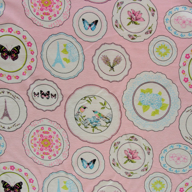 Pink Plate DuJour Cotton Lycra Knit Fabric