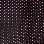 Pink Aspirin Polka Dots on Black Nylon Spandex Swimsuit Fabric