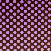 Pink Polka Dots on Brown Nylon Spandex Swimsuit Fabric