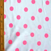 Pink Polka Dots on White Nylon Lycra Swimsuit Fabric