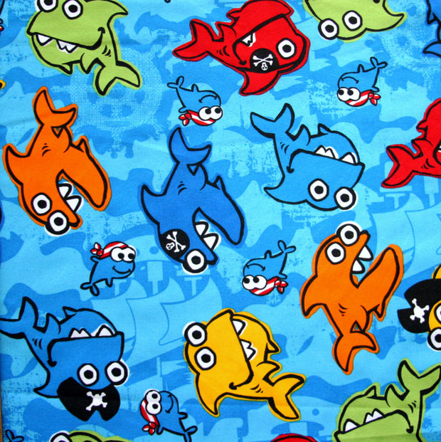 Pirate Sharks Microfiber Boardshort Fabric