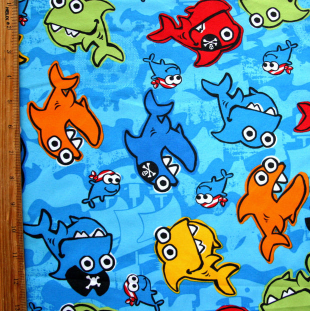 Pirate Sharks Microfiber Boardshort Fabric