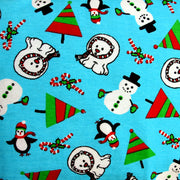 Polar Bear Christmas Cotton Knit Fabric - 29" Remnant Piece