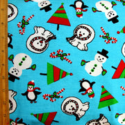 Polar Bear Christmas Cotton Knit Fabric - 29" Remnant Piece