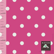 Natural Polka Dots on Fuchsia Organic Cotton Lycra Knit Fabric by Nosh Organics