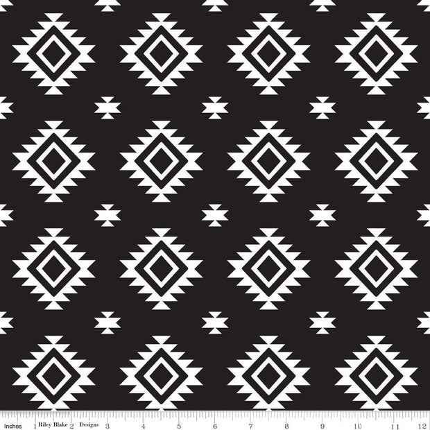 Black Aztec Cotton Lycra Knit Fabric by Riley Blake