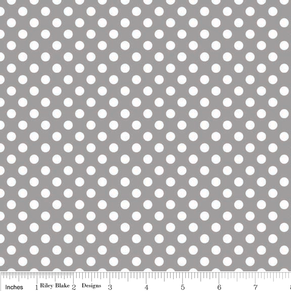 Small Dots White on Grey Cotton Lycra Knit Fabric by Riley Blake
