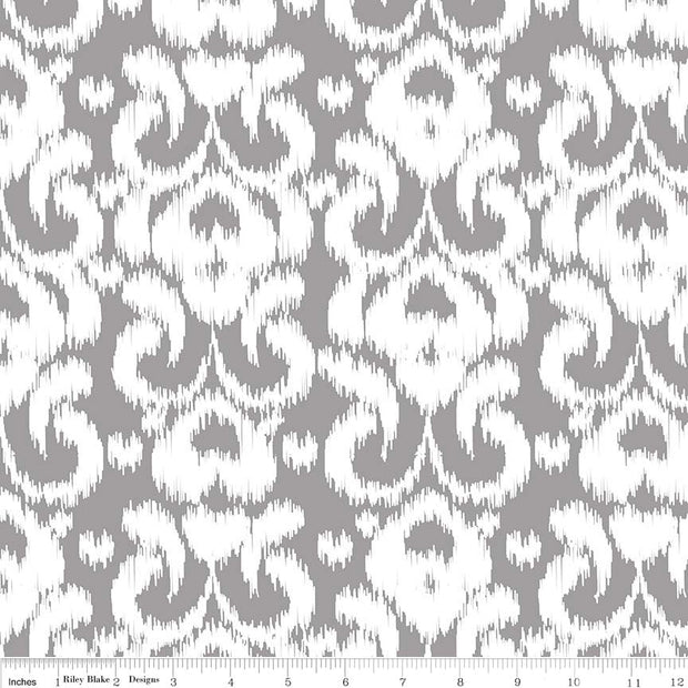 Ikat Knit Grey Cotton Lycra Knit Fabric by Riley Blake