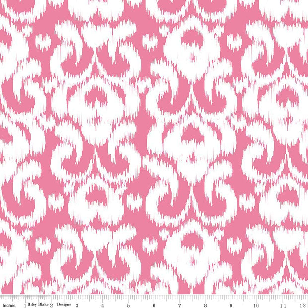 Ikat Knit Hot Pink Cotton Lycra Knit Fabric by Riley Blake