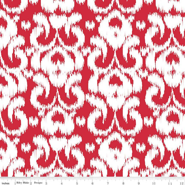 Ikat Knit Red Cotton Lycra Knit Fabric by Riley Blake
