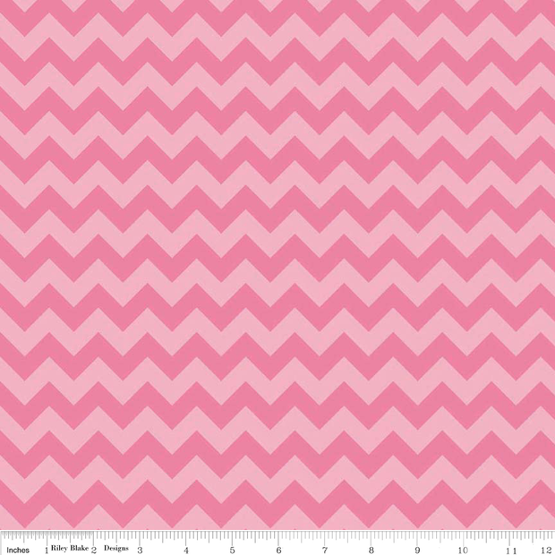 Small Chevron Hot Pink Tonal Cotton Lycra Knit Fabric by Riley Blake - 33" Remnant