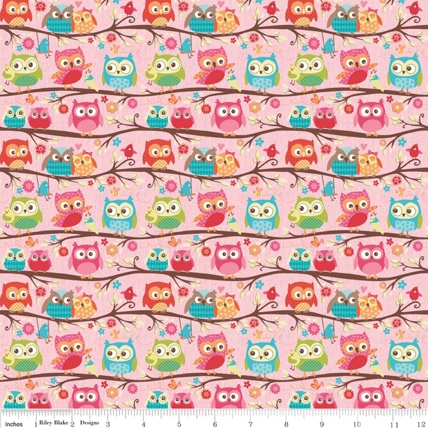 Happy Flappers on Pink Cotton Lycra Knit Fabric by Riley Blake