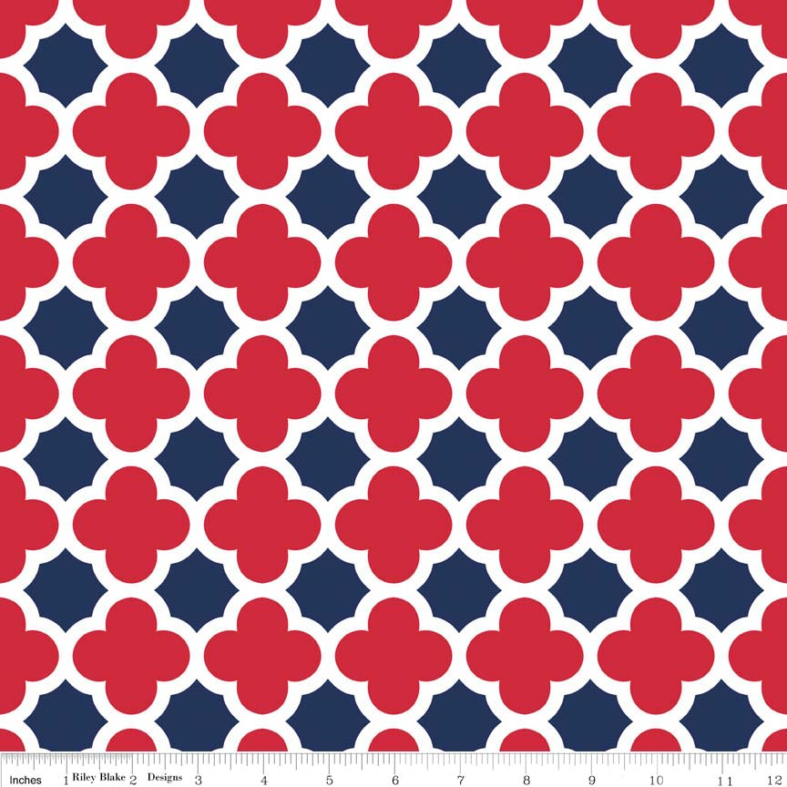 Red quatrefoil fabric discount