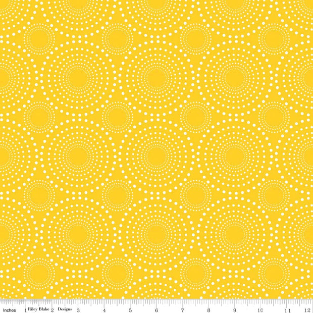 Vivid Fireworks Marigold Cotton Lycra Knit Fabric by Riley Blake