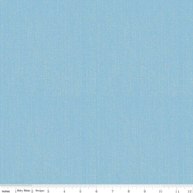 Lucky Star Denim Blue Cotton Lycra Knit Fabric by Riley Blake