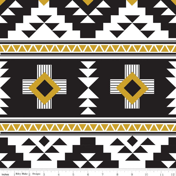 Four Corners Main Black Cotton Lycra Knit Fabric by Riley Blake