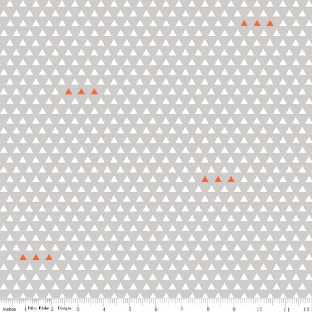 Four Corners Triangle Grey Cotton Lycra Knit Fabric by Riley Blake - 28" Remnant